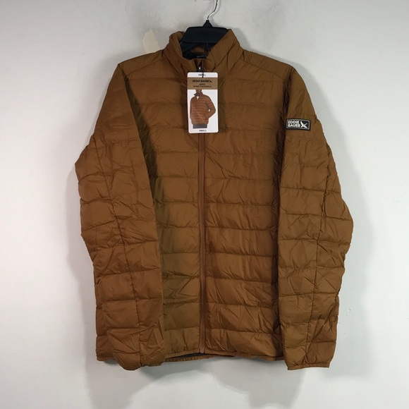 Eddie Bauer Down Packable Zip Down Jacket Men's Size S - Golden Brown